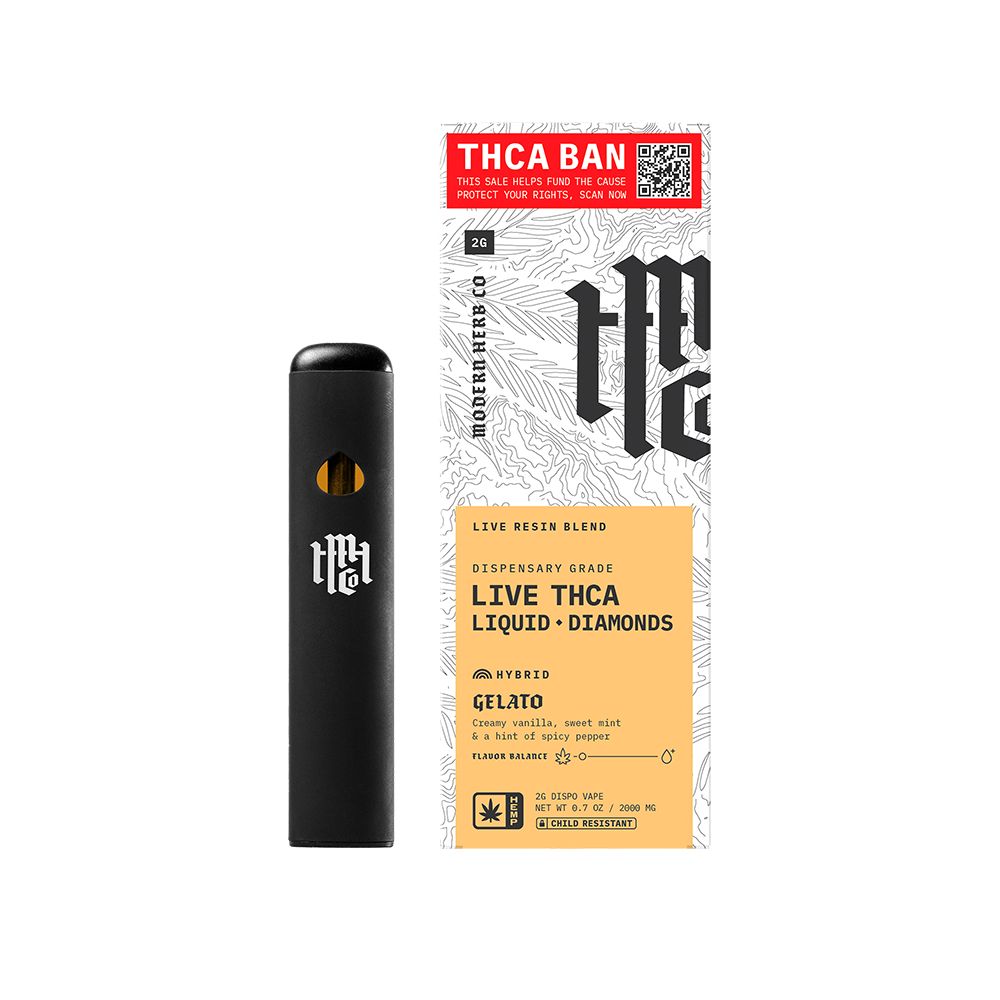 THCA vape pen and packaging on a white background