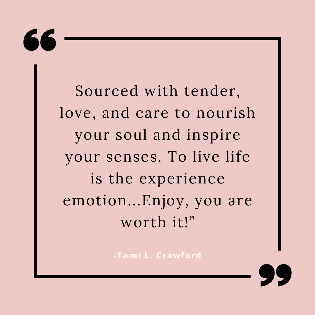 Motivational quote by Tami L. Crawford on a pink background