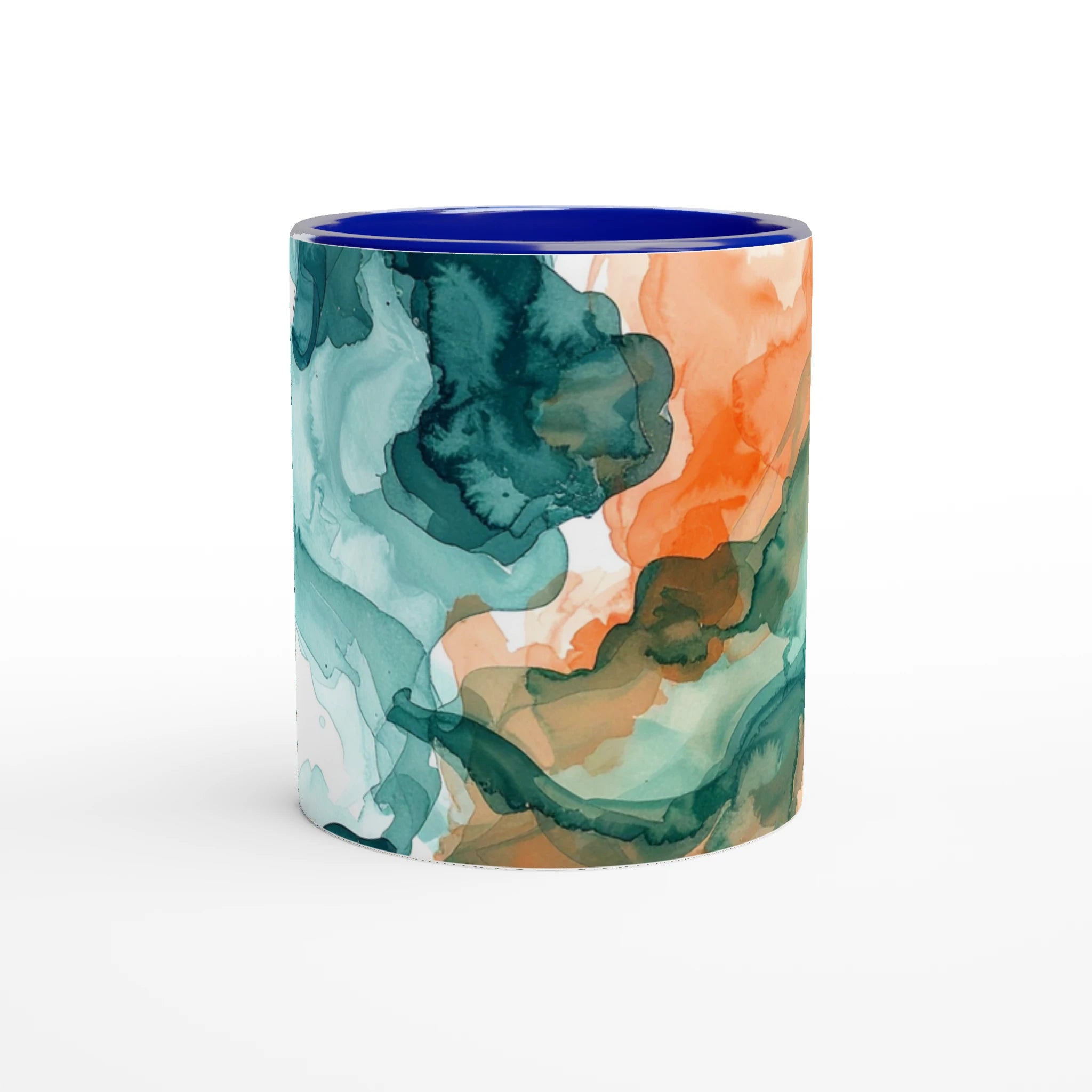 Mug with a colorful abstract design on a white background