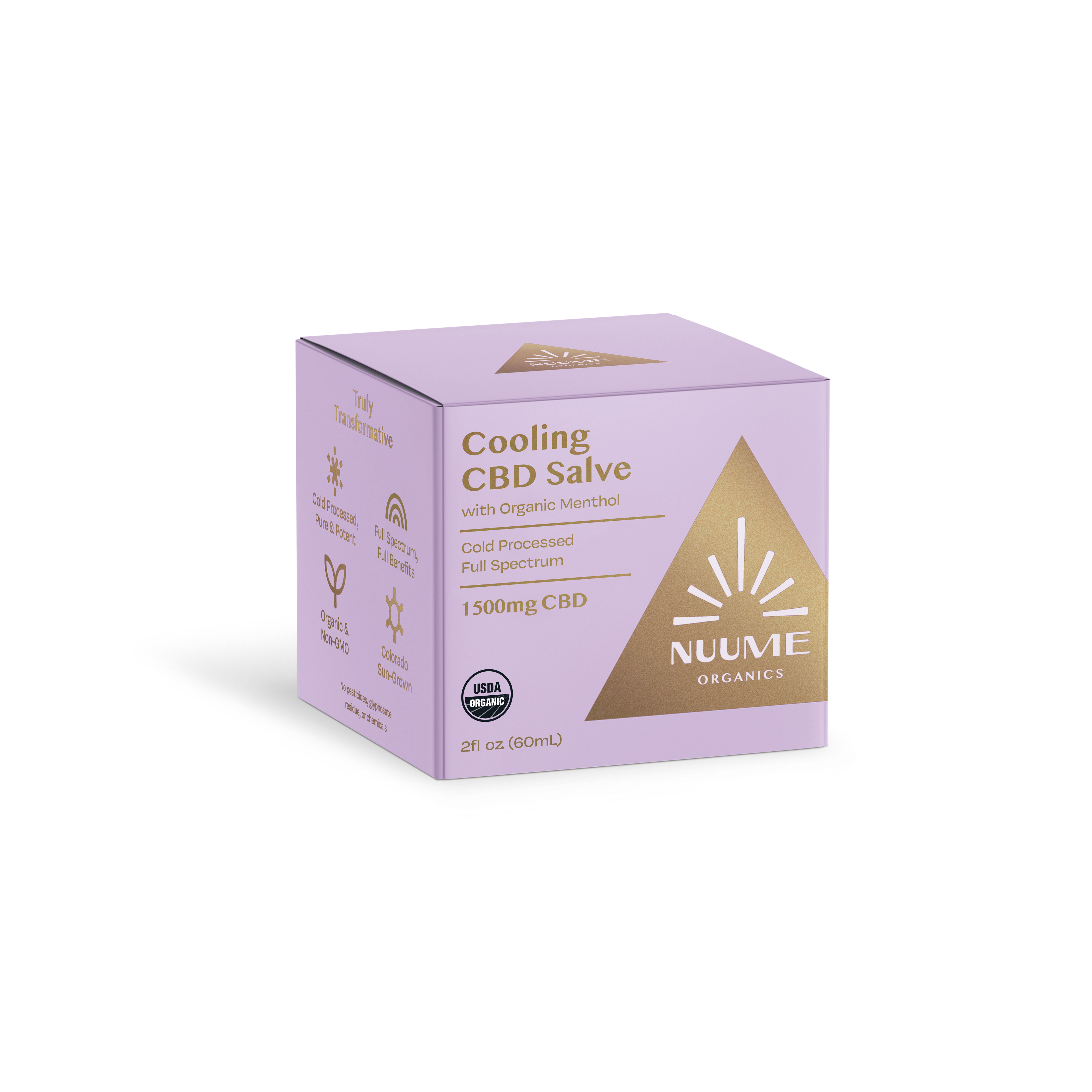 Nume Organics Cooling CBD Salve packaging on a white background