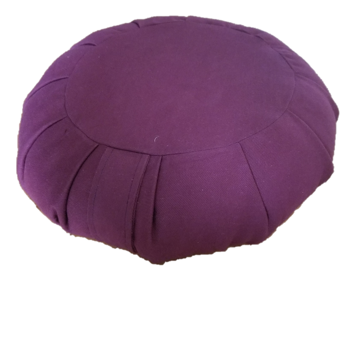 Purple meditation cushion on a white background