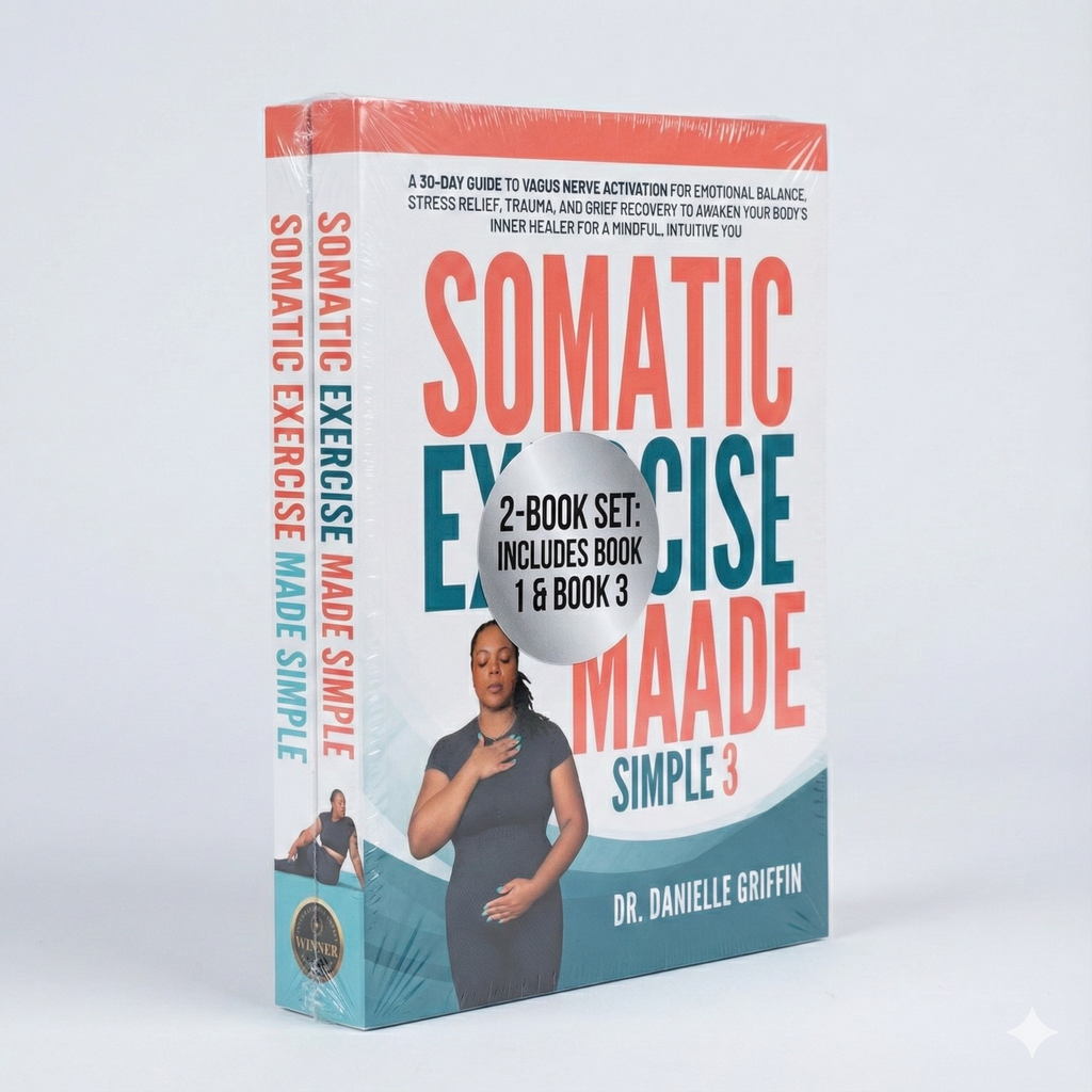 Book set titled 'Somatic Exercise Made Simple' by Dr. Danielle Griffin on a white background