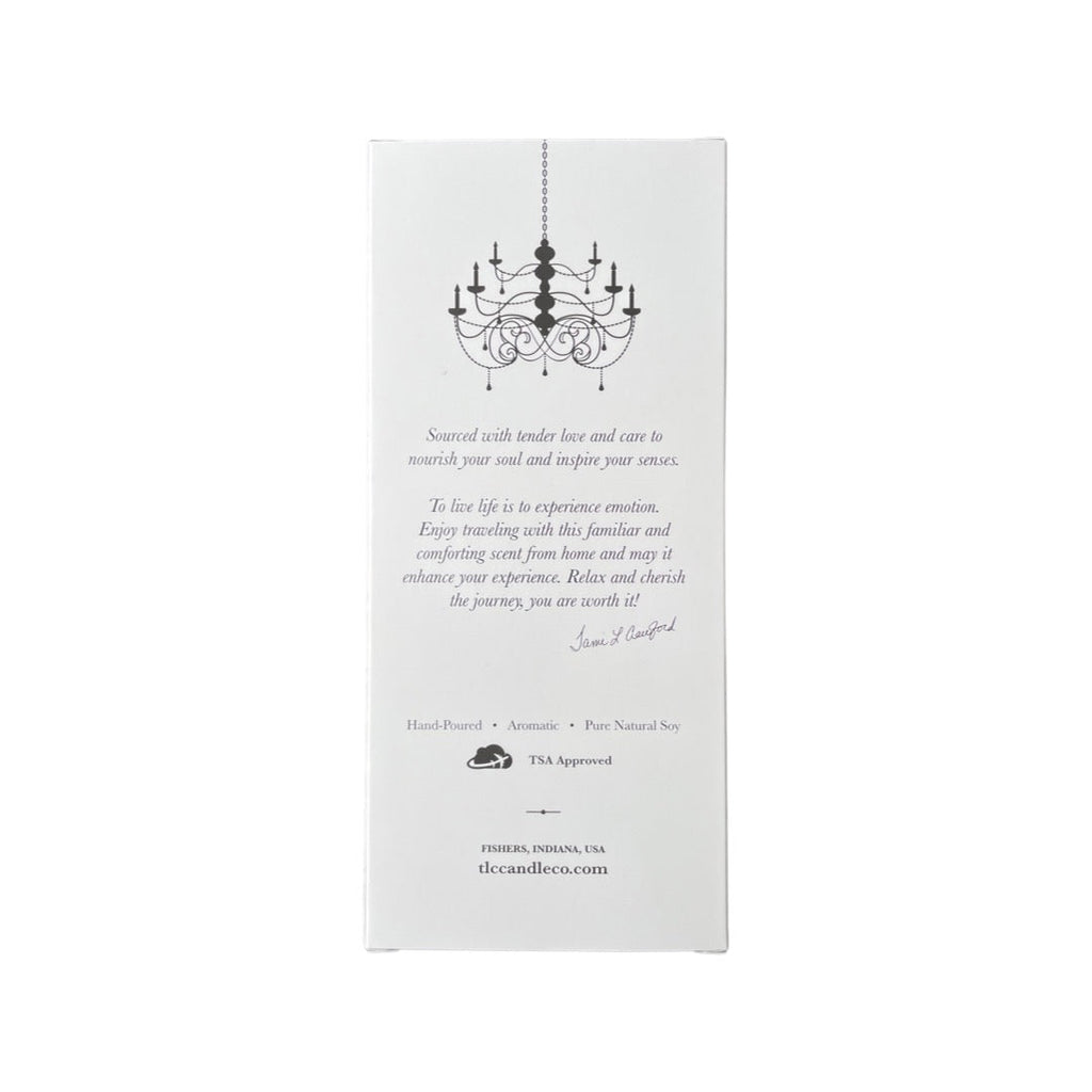 Card with chandelier illustration and text on a white background
