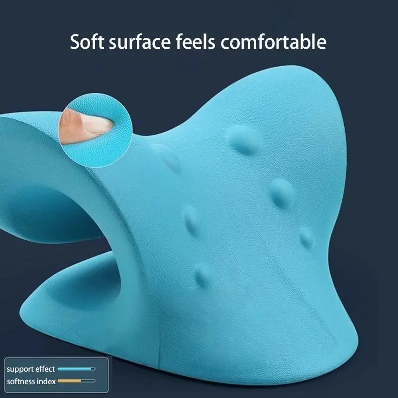 Neck & Shoulder Stretcher Chiropractic Cervical Traction Pillow Blue-2