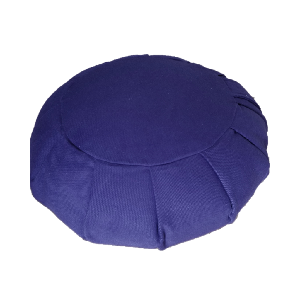 Blue meditation cushion on a white background