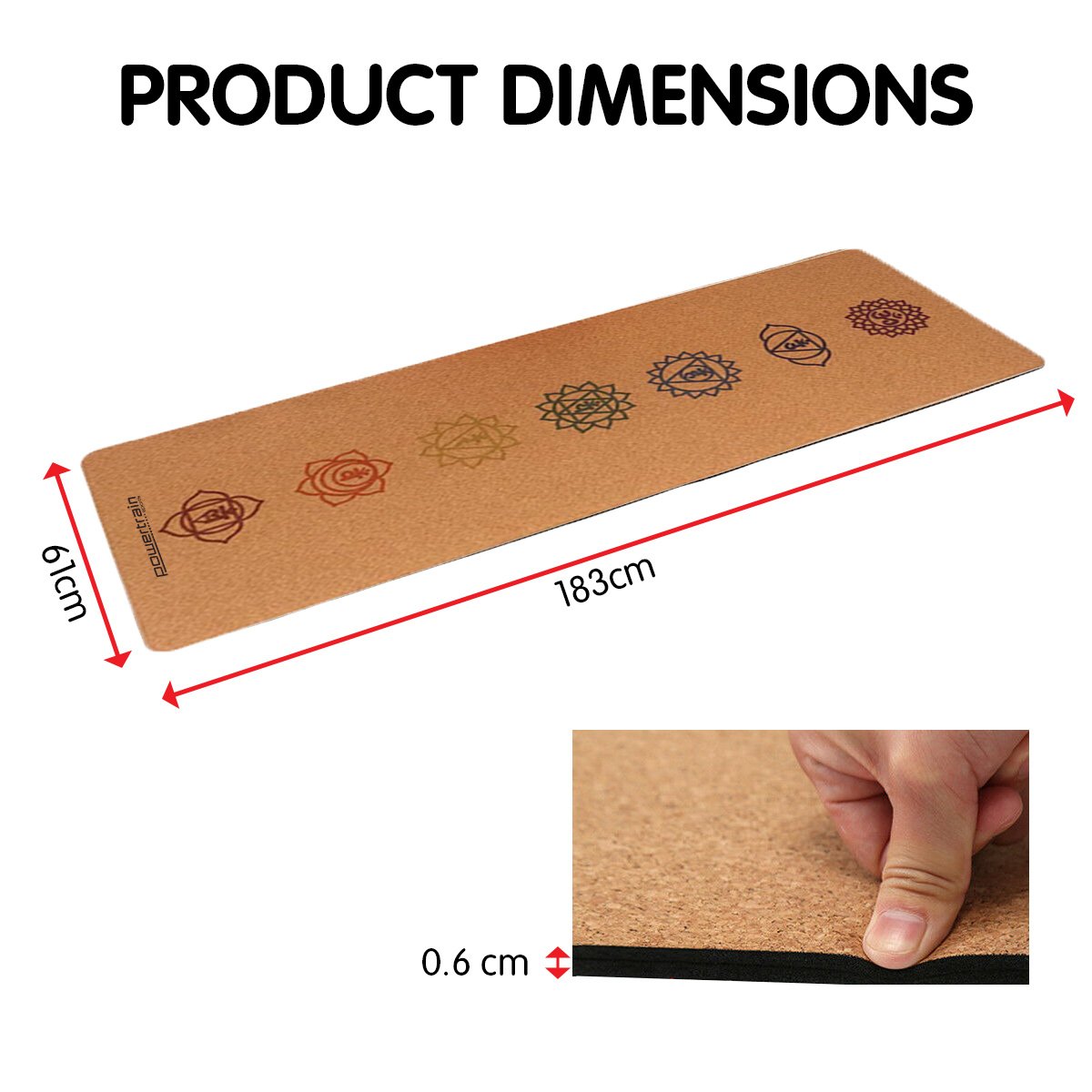 NNEDSZ Cork Yoga Mat with Carry Straps Home Gym Pilates - Chakras-3