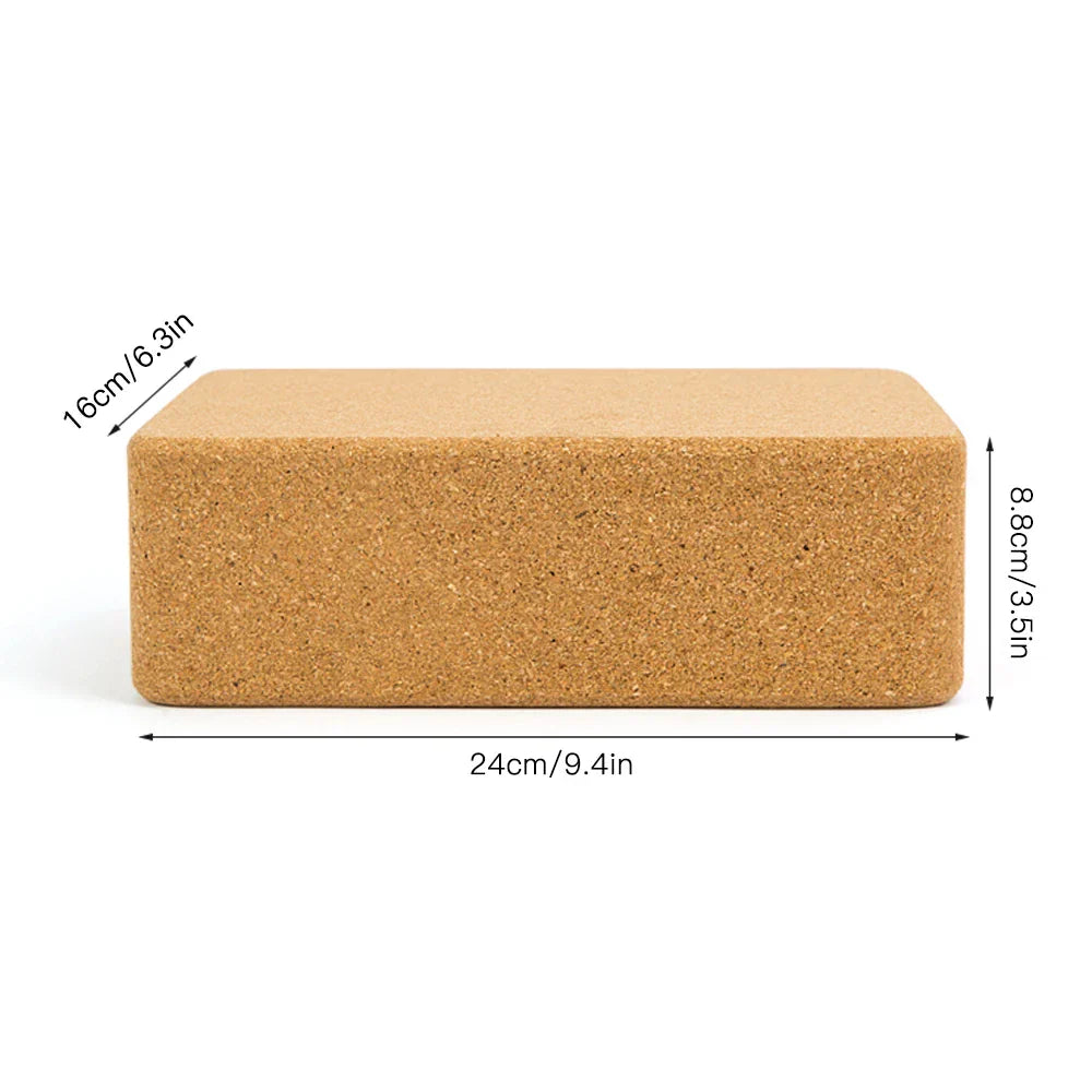 Yoga Blocks Set with Cork Blocks and Stretching Strap (Beige)-2