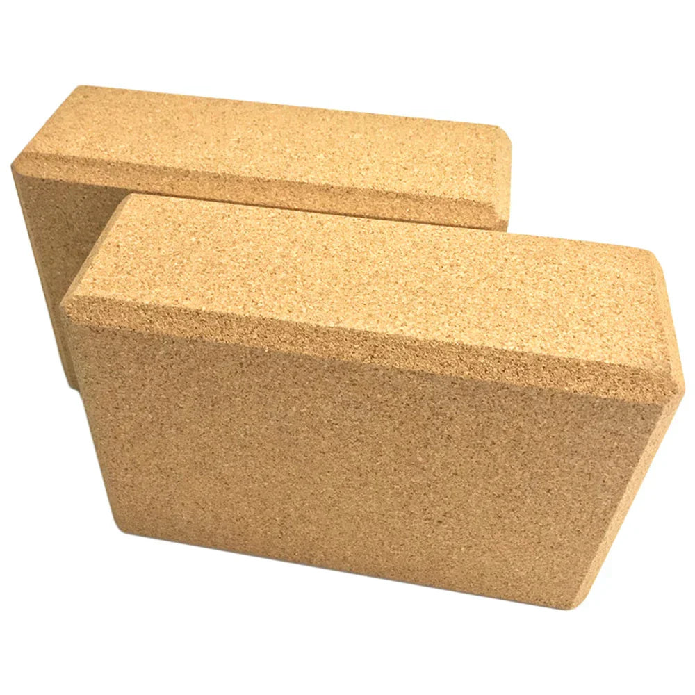Yoga Blocks Set with Cork Blocks and Stretching Strap (Beige)-1