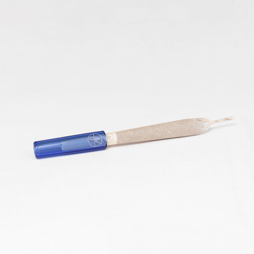 Nail file with blue handle on a white background