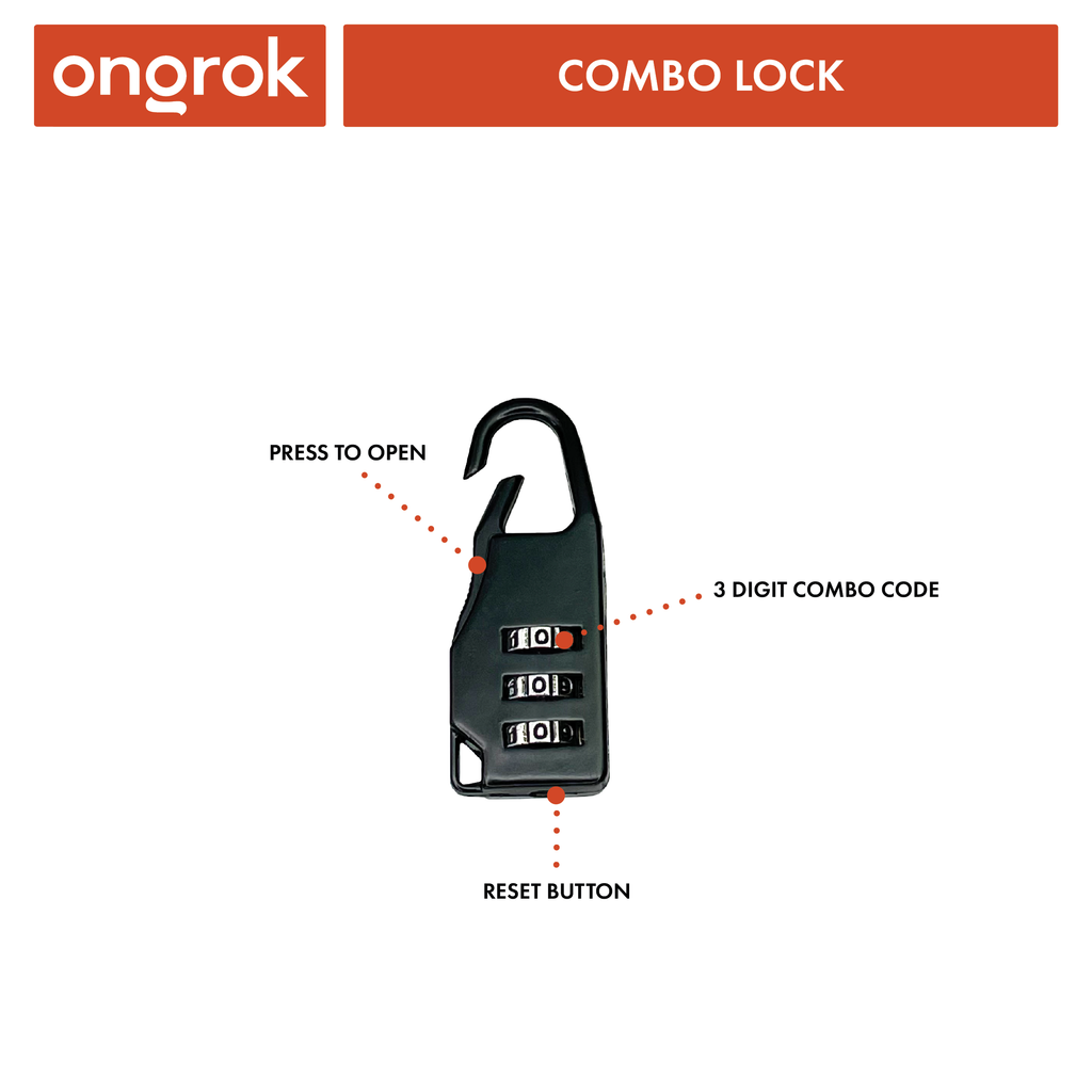 Ongrok combo lock with features highlighted on a white background